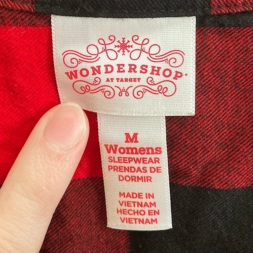 Wondershop by Target Red Gingham Plaid Button Down Nightgown Medium - Picture 7 of 11